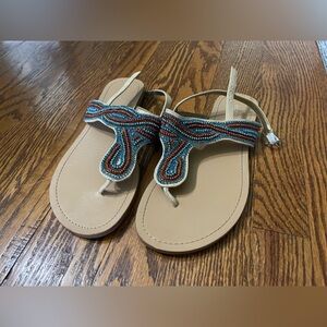 BCBGeneration Blue Beaded Thong Sandals